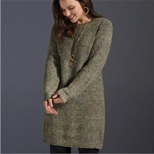 CAbi The Tunic sweater dress green cozy comfy knit size M
